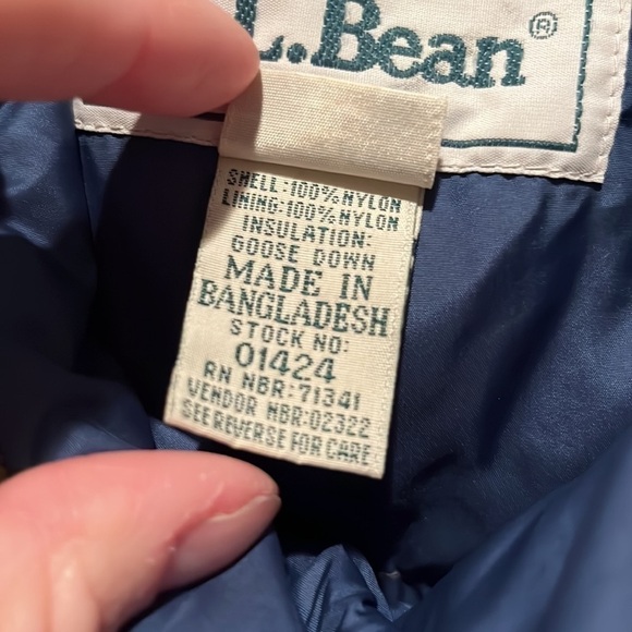 Army Green LL Bean, Goose Down Snap Close Puffer Vest Men’s Size Large Tall - Picture 10 of 13